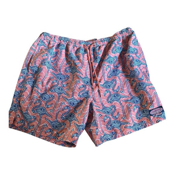 🦩Vineyard Vines Men’s Swim Trunks XL – Pink & Blue Flamingo Print - Picture 2 of 3